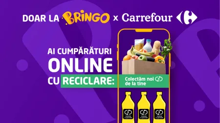 Cumpărături online cu reciclare: Bringo și Carrefour lansează primul serviciu de colectare a ambalajelor cu garanție SGR