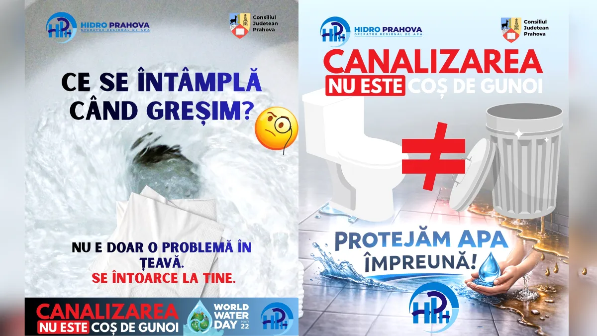 „Canalizarea nu este coș de gunoi”: lecția pe care HIDRO PRAHOVA o repetă prahovenilor