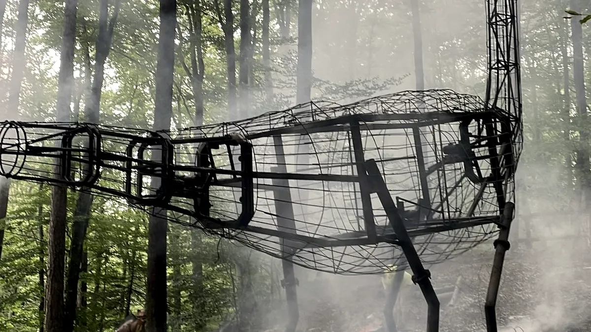 Incendiu la Dino Parc din Râșnov: Un dinozaur de 10 metri a luat foc