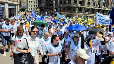 Mii de dascăli au protestat la București față de noua lege a salarizării