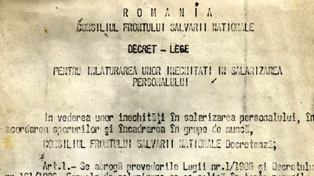 34 de ani de la Decretul 68/1990 al lui Ion Iliescu: „în vederea unor INECHITĂȚI în salarizarea personalului”!