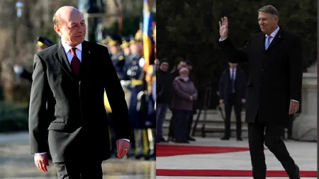 Drapelul sărutat de Băsescu, evitat de Iohannis: două plecări, două simboluri