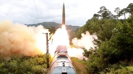 Cum s-a tras în Coreea de Nord cu rachete, de pe calea ferată (VIDEO)