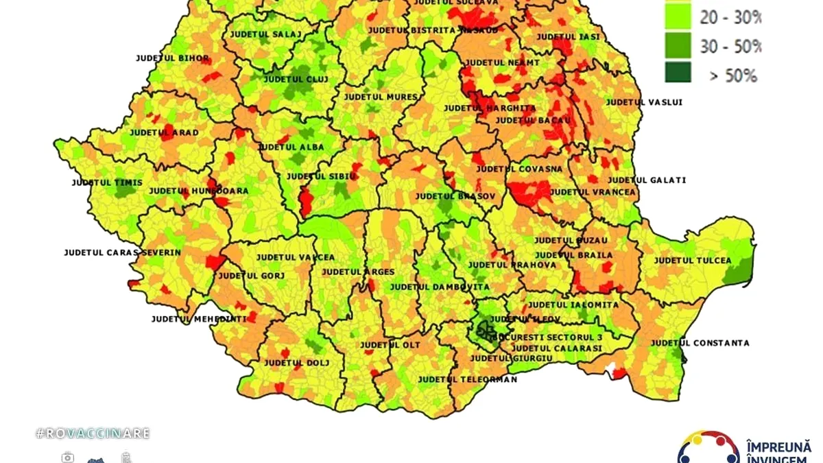 Situația vaccinării în România pe localități