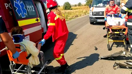 Accident cu patru victime pe un drum național din Giurgiu: O bătrână de 92 de ani, descarcerată de pompieri