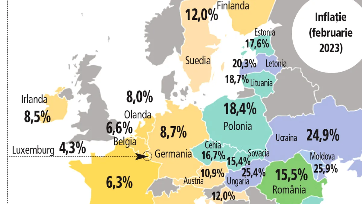 România și țările din estul Europei lovite cel mai puternic de inflație