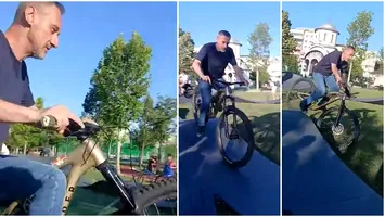 Un primar din România s-a făcut de râs după ce a căzut cu bicicleta, într-un parc plin de copii (VIDEO)