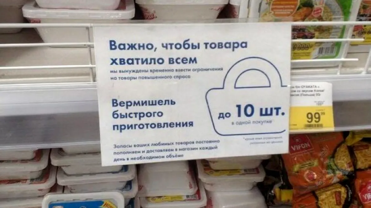 Restricții în magazinele din Rusia. Produsele care devin greu de găsit