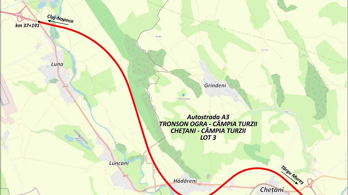 Licitaţia pentru finalizarea lotului de autostradă Cheţani - Câmpia Turzii a fost lansată