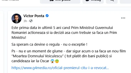 Ponta laudă decizia lui Cîțu, de-al demite pe ministrul Sănătății. Noi ironii la adresa lui Vlad Voiculescu