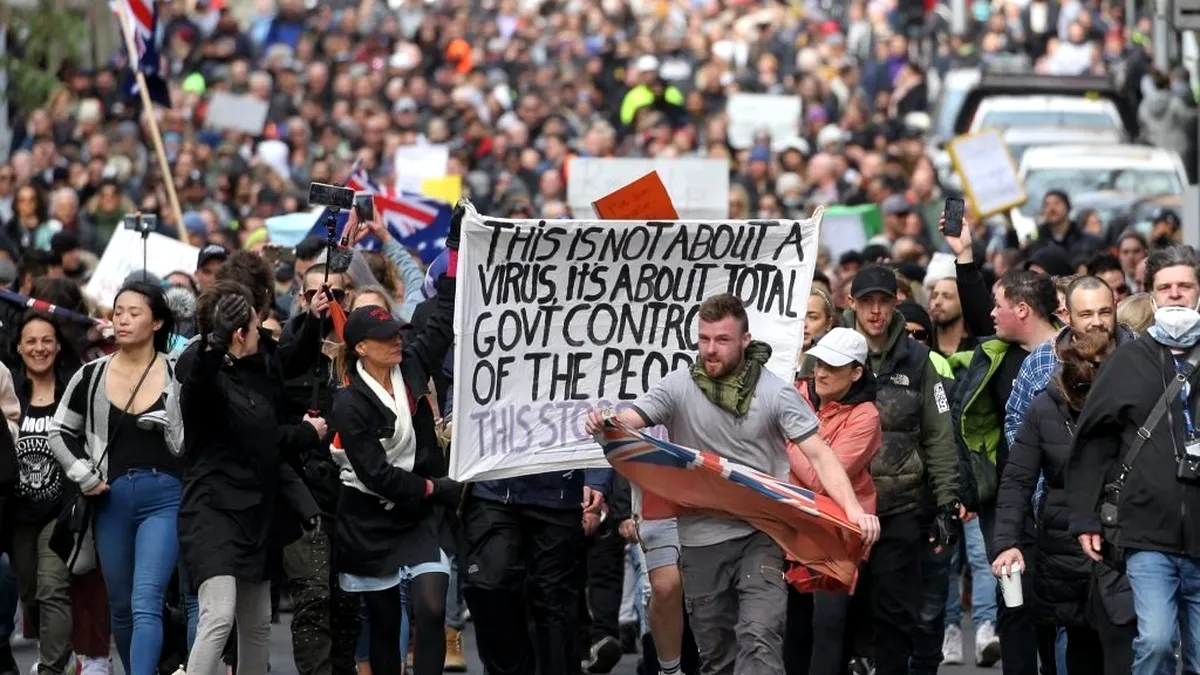 Proteste masive în Australia împotriva restricțiilor impuse de Covid - 19