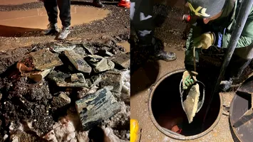 Apă Ilfov, intervenție de urgență în Dobroești după ce canalizarea a fost înfundată cu materiale de construcții