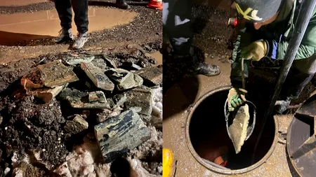 Apă Ilfov, intervenție de urgență în Dobroești după ce canalizarea a fost înfundată cu materiale de construcții