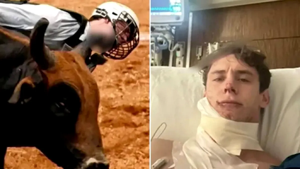Accident teribil la rodeo: Cornul unui taur taie gâtul unui rider, care scapă cu viață