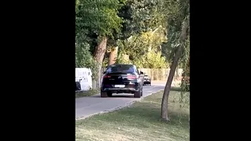 Bizonul cu Mercedes a confundat parcul cu șoseaua: amendă și rușine pe internet