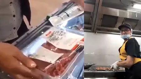 Carne din plastic la un supermarket din București