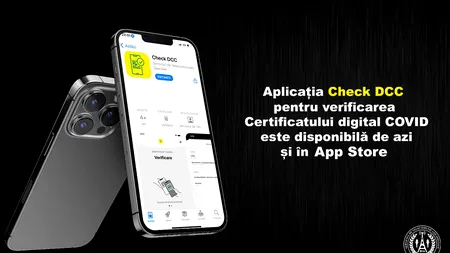 Aplicația Check DCC de verificare a certificatelor verzi, disponibilă și pe iPhone sau iPad