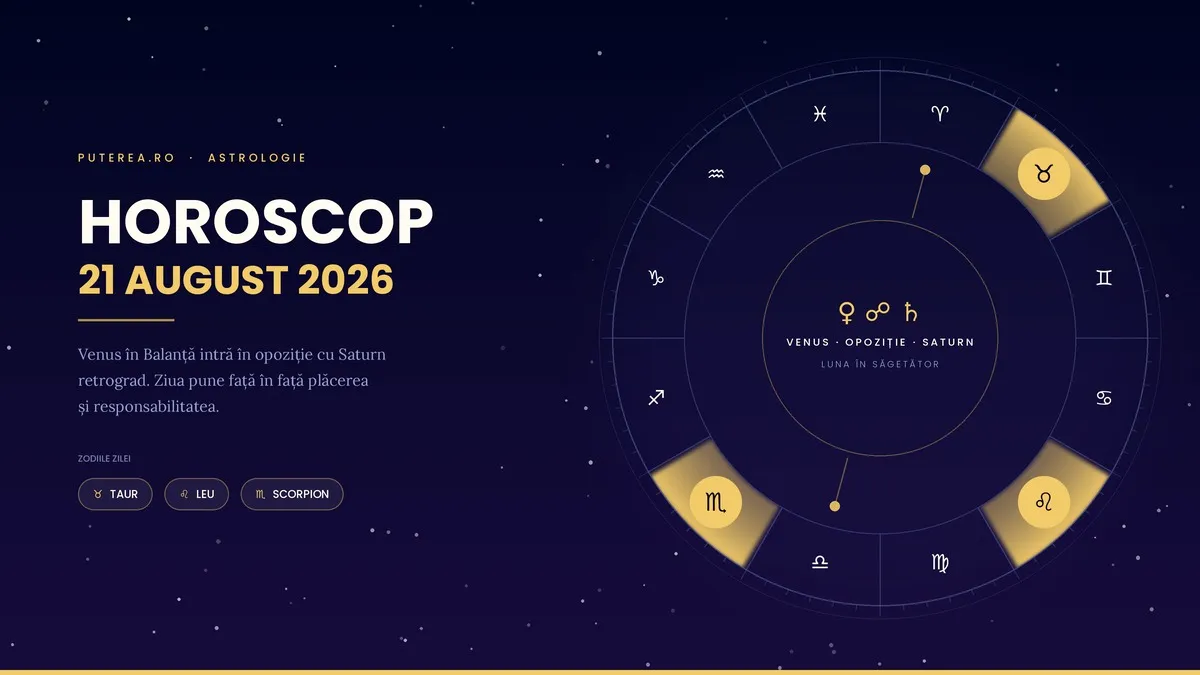 Horoscop 21 august 2026. Zodia care primește bani fără să se aștepte și cea care trebuie să evite conflictele la serviciu
