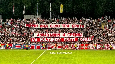 Ultrașii Stelei Roșii Belgrad au reacționat la bannerul ”Kosovo e Serbia”: ”Românul are doar trei frați!”