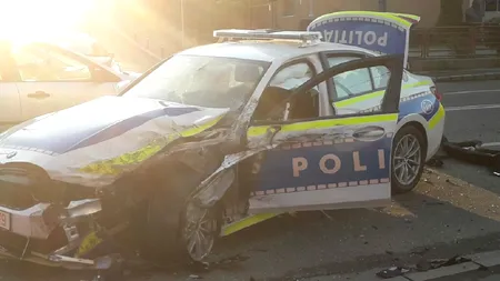 <strong>Primul accident cu un BMW nou al Poliției Române. Mașina este daună totală</strong>
