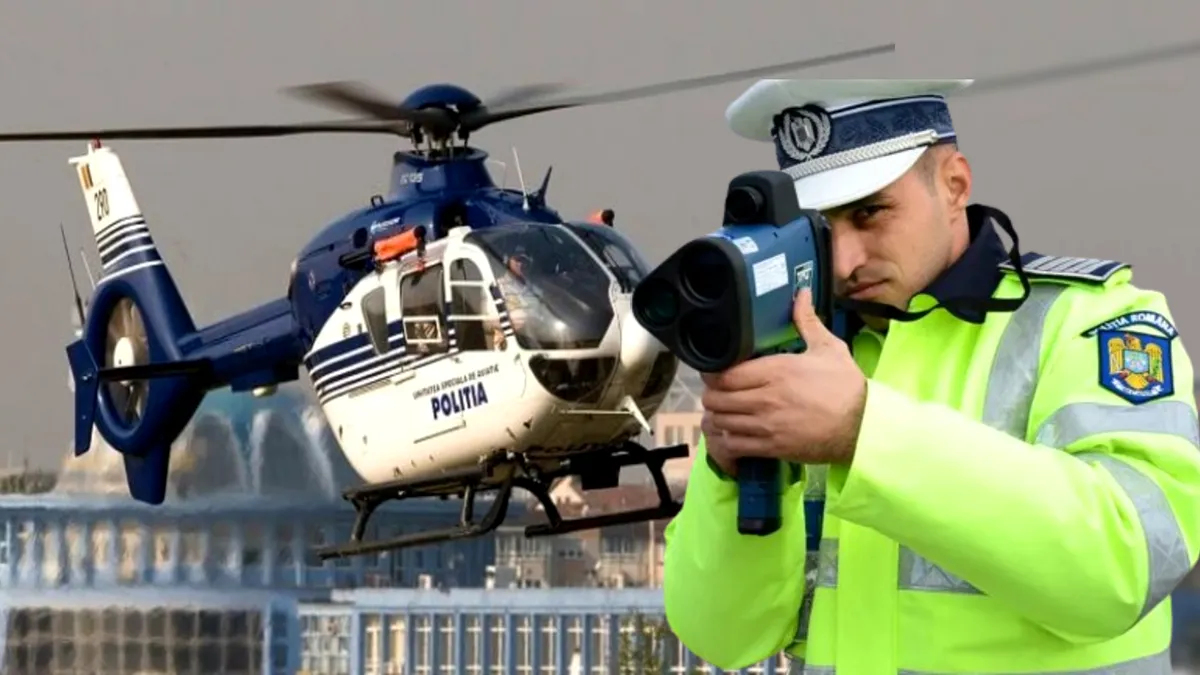 Cum se iau permisele cu japca pe E85! Oamenii accelerează crezând că elicopterul intenționează să aterizeze de urgență pe drum