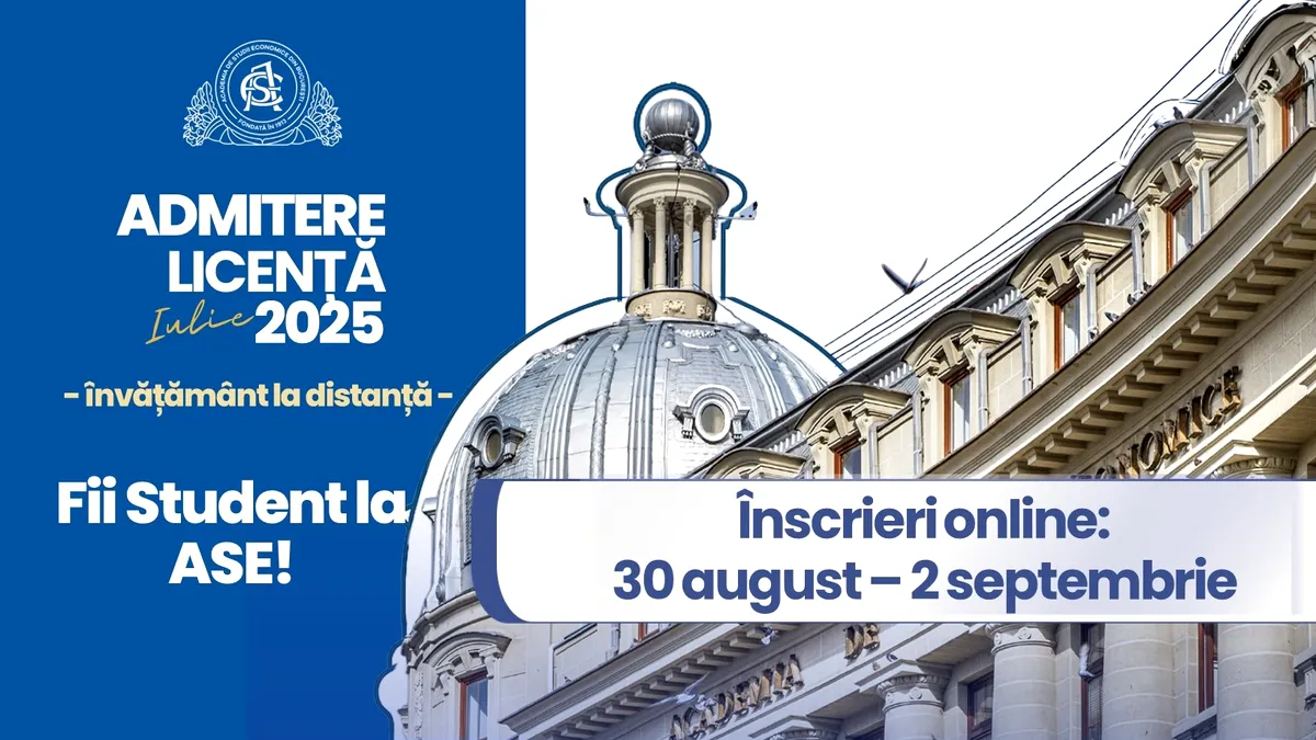 ASE organizează concurs de admitere pentru programele universitare de licență învățământ la distanță (ID), sesiunea toamnă 2025