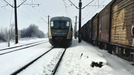 Un tren s-a defectat, în câmp, în judeţul Teleorman. Peste 30 de pasageri au aşteptat în frig altă locomotivă (FOTO)