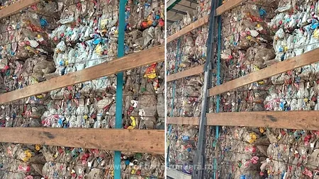 TIR încărcat cu aproximativ 13 tone de deşeuri din plastic, oprit la P.T.F. Călăraşi