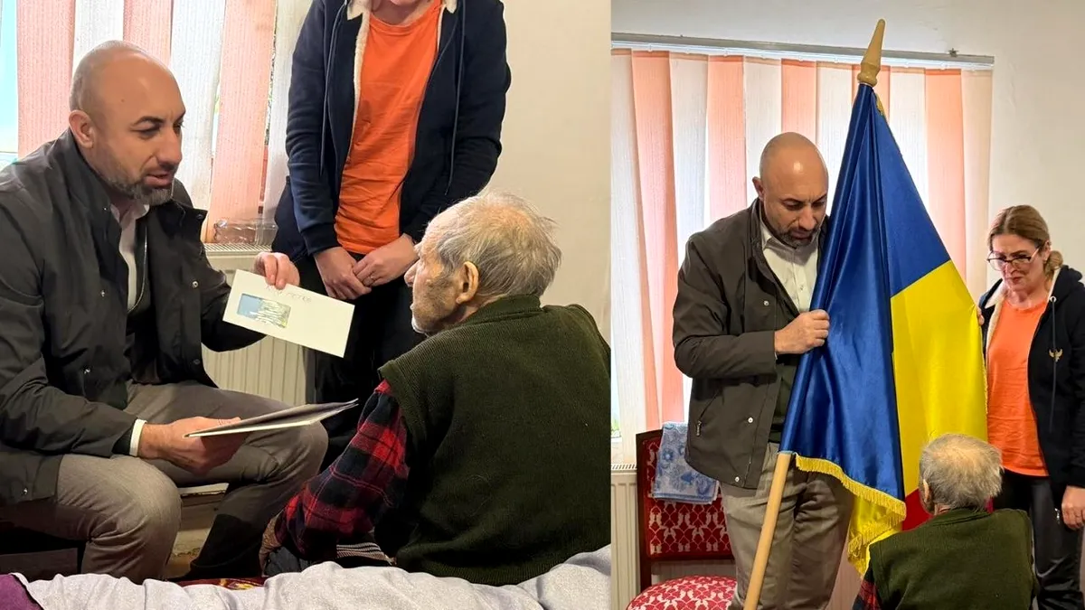 Ilfovul nu-și uită eroii. Recunoștință și sprijin financiar pentru un veteran în vârstă de 104 ani