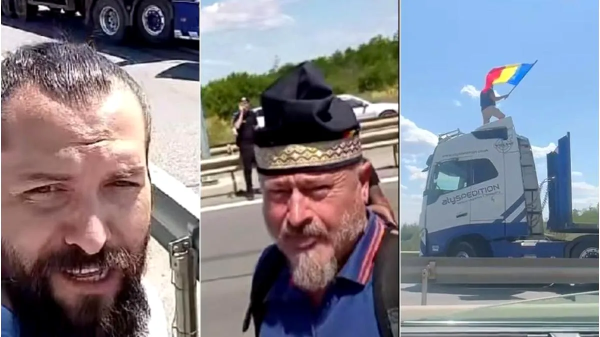Șofer reținut după ce a blocat A1 cu un TIR și s-a urcat pe cabină în semn de protest