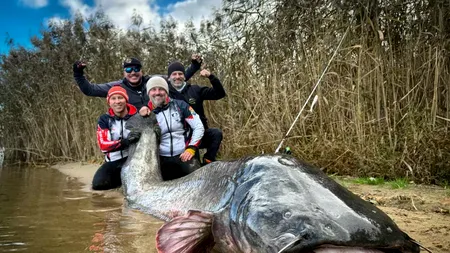 Record mondial la pescuit. Un somn uriaș de aproape 3 metri, capturat de pescari