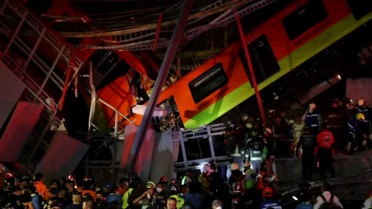 Ravagiile prăbușirii unui tren de metrou la Ciudad de Mexico (VIDEO)