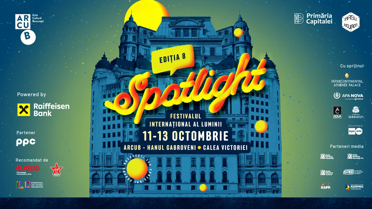 O nouă ediție Spotlight luminează centrul Capitalei: instalații multimedia și sesiuni impresionante de video mapping pe Calea Victoriei