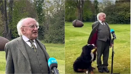 Câinele președintelui Irlandei a făcut show. „I-a luat fața” stăpânului (VIDEO)