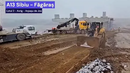Autostrada Sibiu–Făgăraș prinde contur: primele grinzi montate pe Tronsonul 2 (VIDEO)