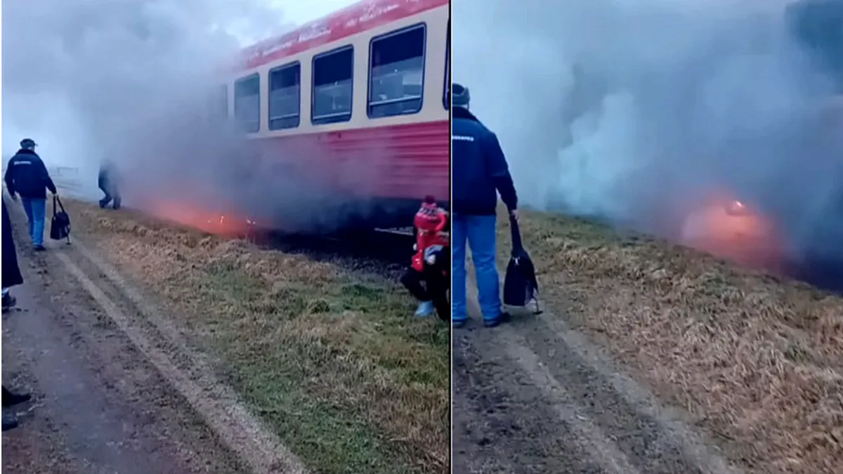 Călătorie de coșmar, un tren a luat foc în mers în vestul țării. Pasagerii au sărit din vagoane să se salveze (VIDEO)