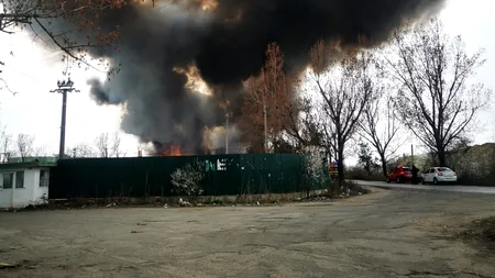 Incendiu puternic la un centru de colectare și reciclare deșeuri din Glina