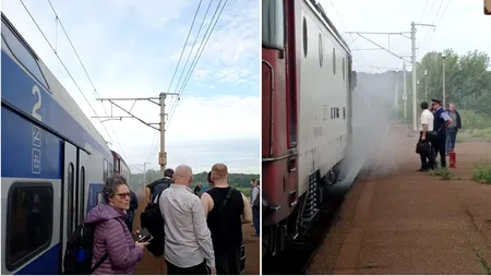 Locomotiva unui tren plin cu navetiști de la Ploiești la București a luat foc 