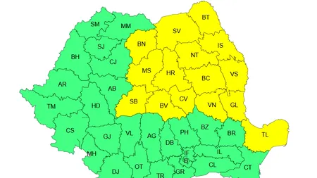Cod galben de vânt puternic în 15 județe: rafale de până la 80 km/h anunțate de ANM