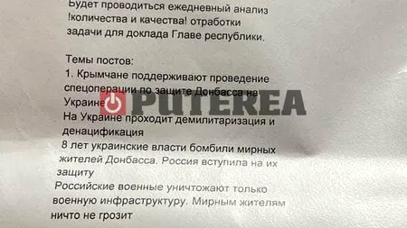 Războiul din Ucraina: Angajații din Crimeea, obligați să transmită știri false despre război (document)