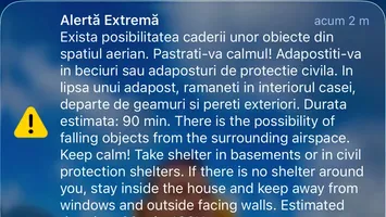RO-Alert emis în nordul județului Tulcea: posibile obiecte căzute din spațiul aerian