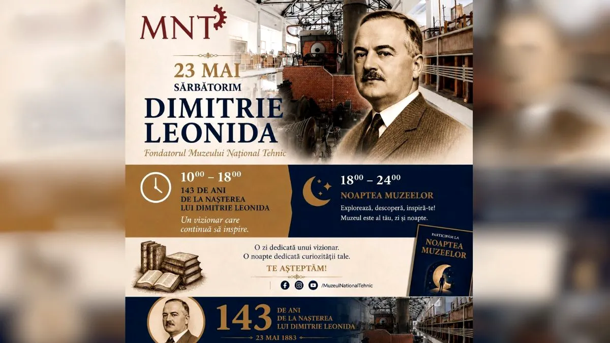 143 de ani de la nașterea savantului Dimitrie Leonida și Noaptea Muzeelor sărbătorite pe 23 mai la Muzeul Național Tehnic