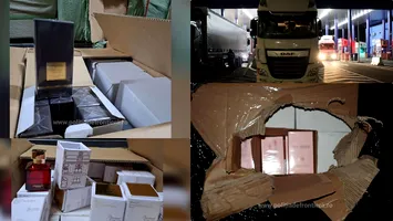 Transport uriaș de haine și parfumuri contrafăcute, oprit în miez de noapte de polițiștii de frontieră