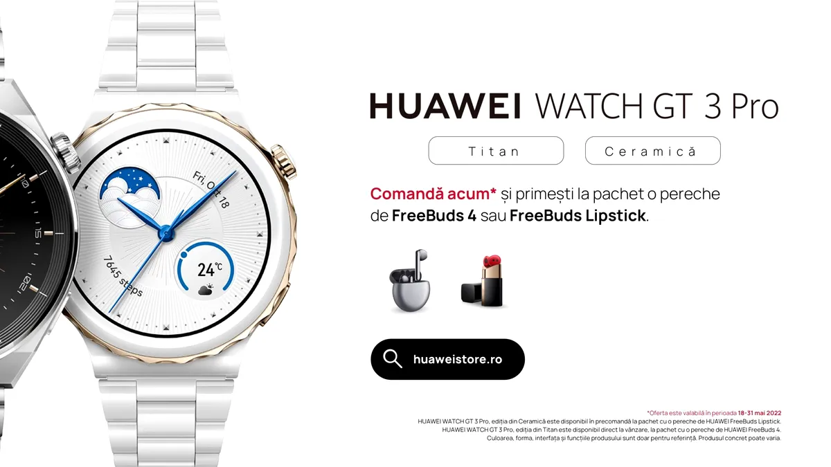 HUAWEI WATCH GT 3 Pro a fost lansat – cel mai elegant ceas din gama Huawei wearables