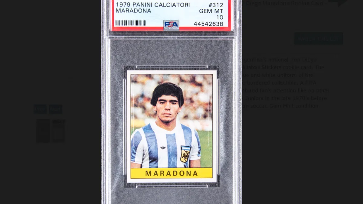 Cartonaș cu Diego Maradona, vândut la preț de vilă în București. Licitația cu obiecte sportive a depășit 38 milioane dolari