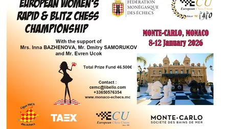 Șah feminin de elită la Monaco. Trei românce intră în lupta pentru titlurile europene