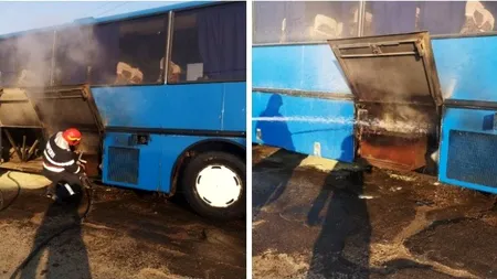 Un autocar în care se aflau 21 de copii a luat foc într-o comună din Botoșani
