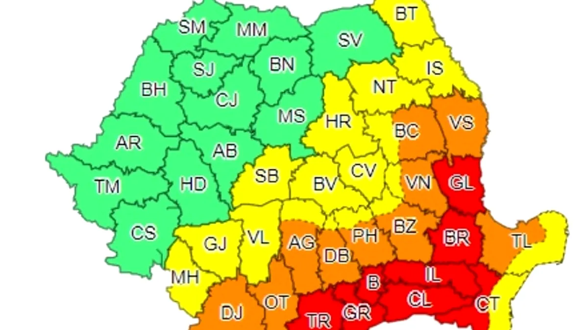 Zi de foc în Capitală și 8 județe aflate sub cod roșu