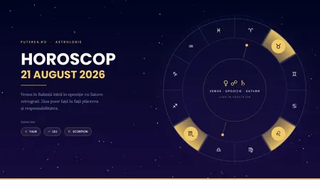Horoscop 21 august 2026. Zodia care primește bani fără să se aștepte și cea care trebuie să evite conflictele la serviciu