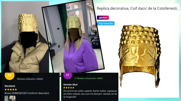 Românii comandă replici ale Coifului de la Coțofenești, dispărut, și se fotografiază cu ele